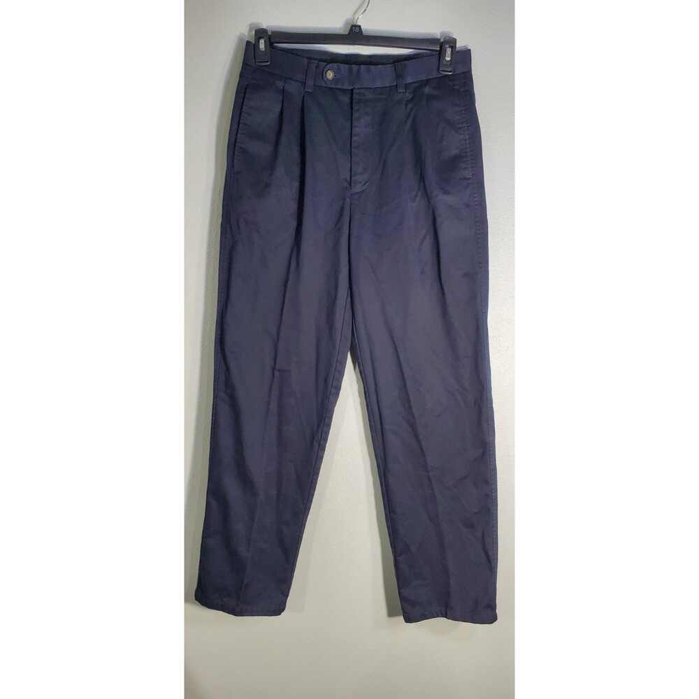 Men's Gary Player Dark Blue Pleated Casual Dress Pants 32/32 100% Cotton